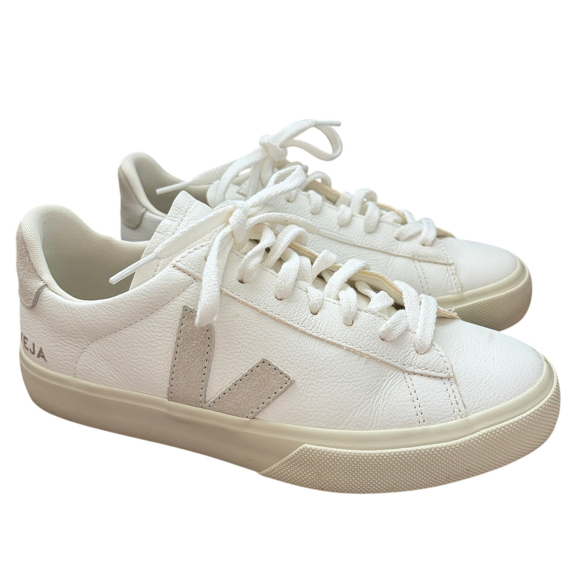 Veja Campo Chromefree Leather Extra White Natural Suede Sneaker Womens Size 8