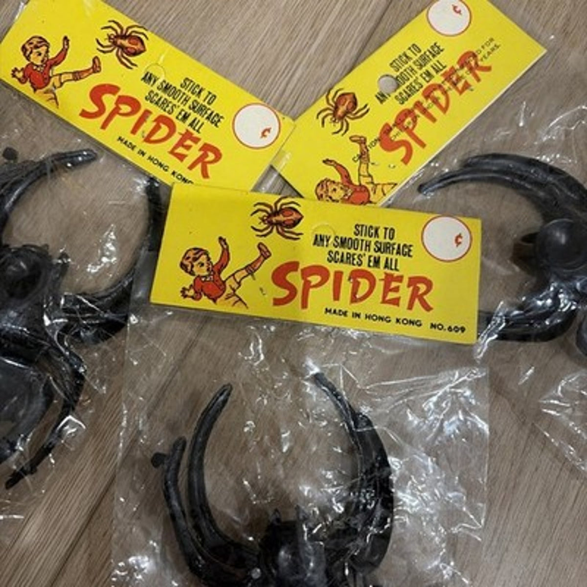Vintage 1960 Kids Dime Store Toy Suction Spider LOT Of 3 In Packages