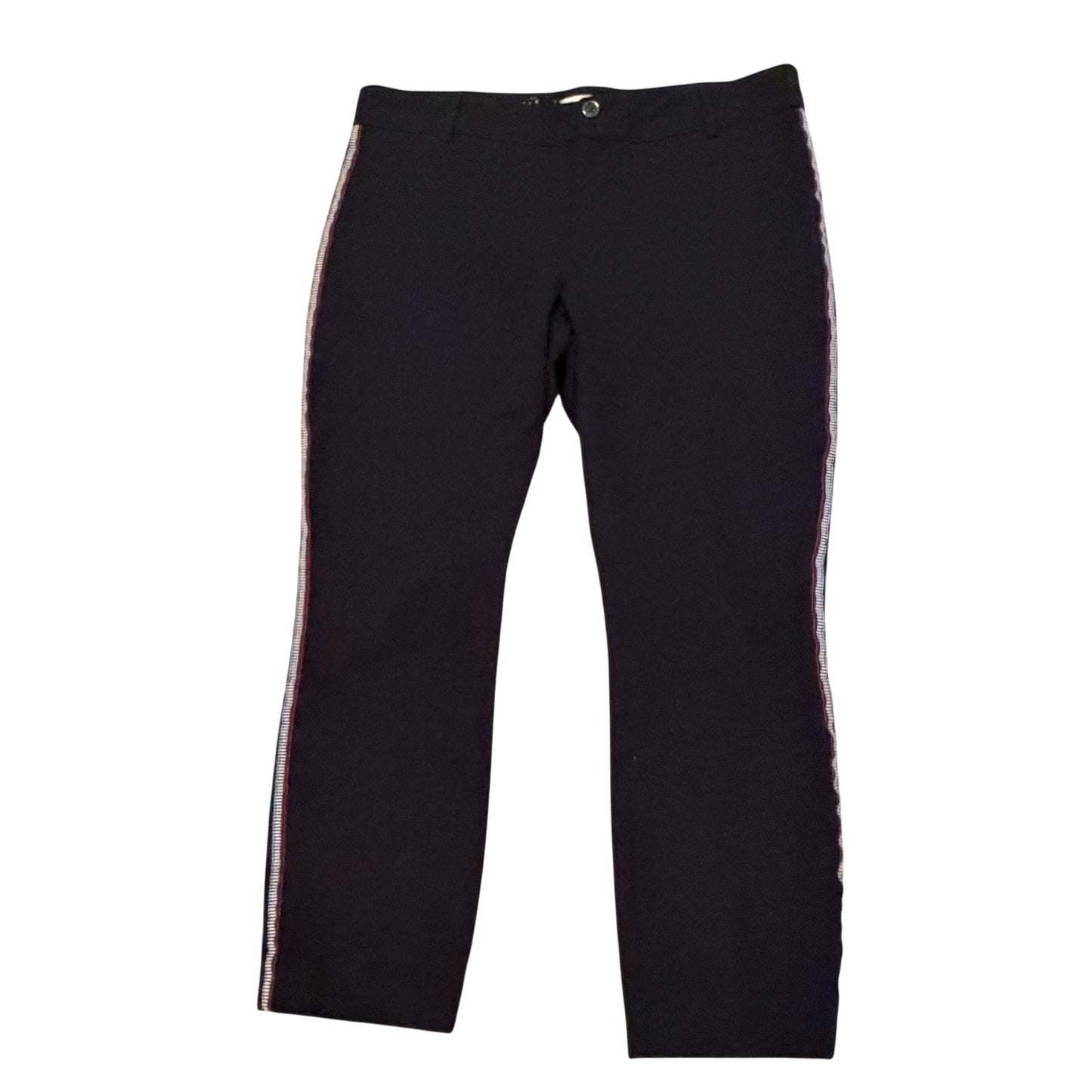 Anthropologie The Essential Slim Black Flat Front Pant Womens Size 14
