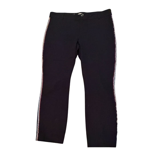 Anthropologie The Essential Slim Black Flat Front Pant Womens Size 14