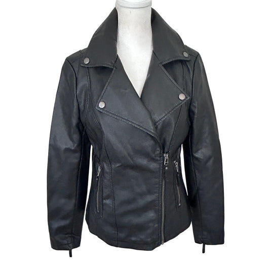 Max Studio Black Vegan Leather Moto Jacket Womens Size Small New With Tags