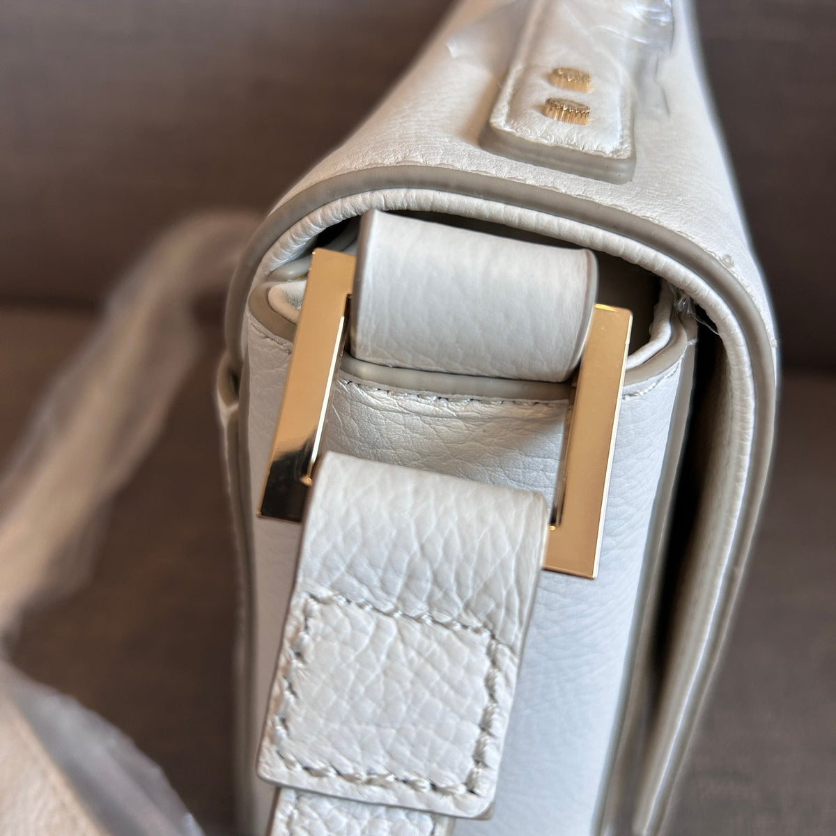 India Hicks Lady P Off-White Pebbled Leather Crossbody Shoulder Bag NEW