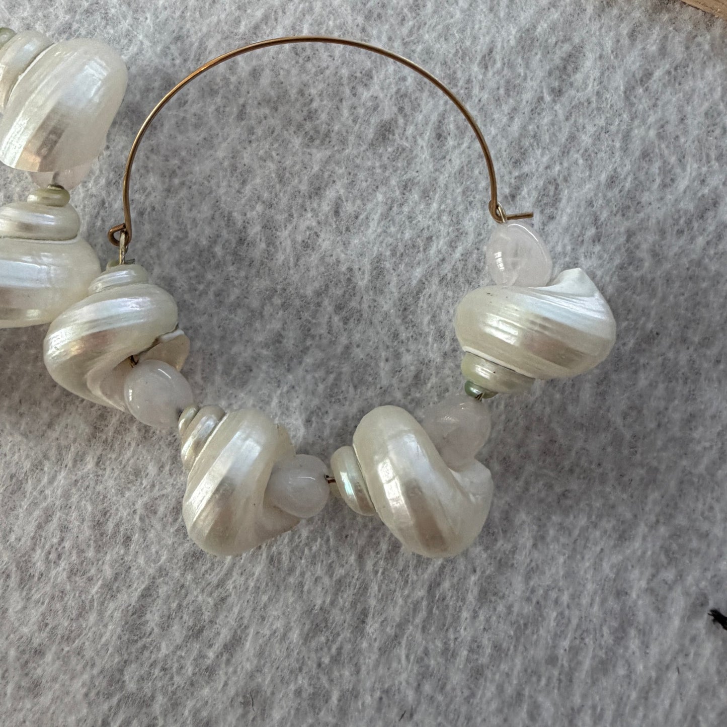 J. Crew LOT 2 Gold Tone and Seashell Hoop Earrings and Double Coral Bracelets