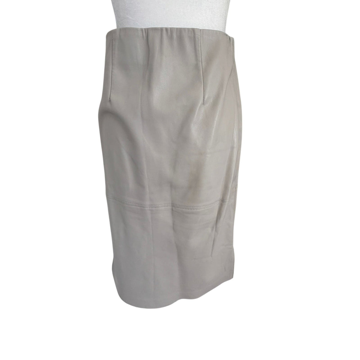 Brochu Walker Beige Taupe Faux Leather Vegan Pencil Skirt Womens Size Small