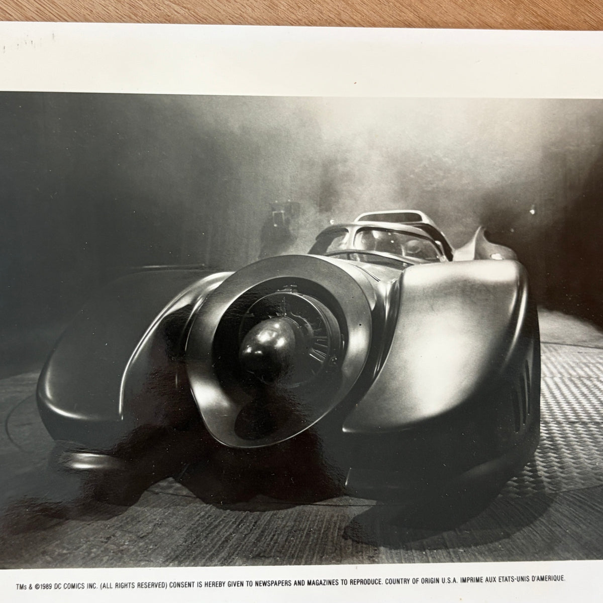 1989 DC Comics Batman Movie Press Kit Batmobile Black and White Still Photograph