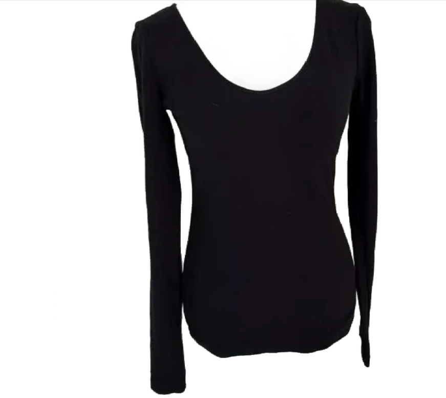 Anthropologie Stateside Black Long Sleeve V-Neck Top Womens Size Medium