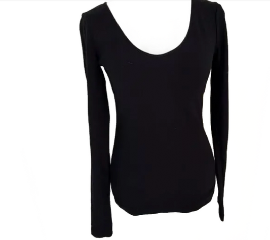 Anthropologie Stateside Black Long Sleeve V-Neck Top Womens Size Medium