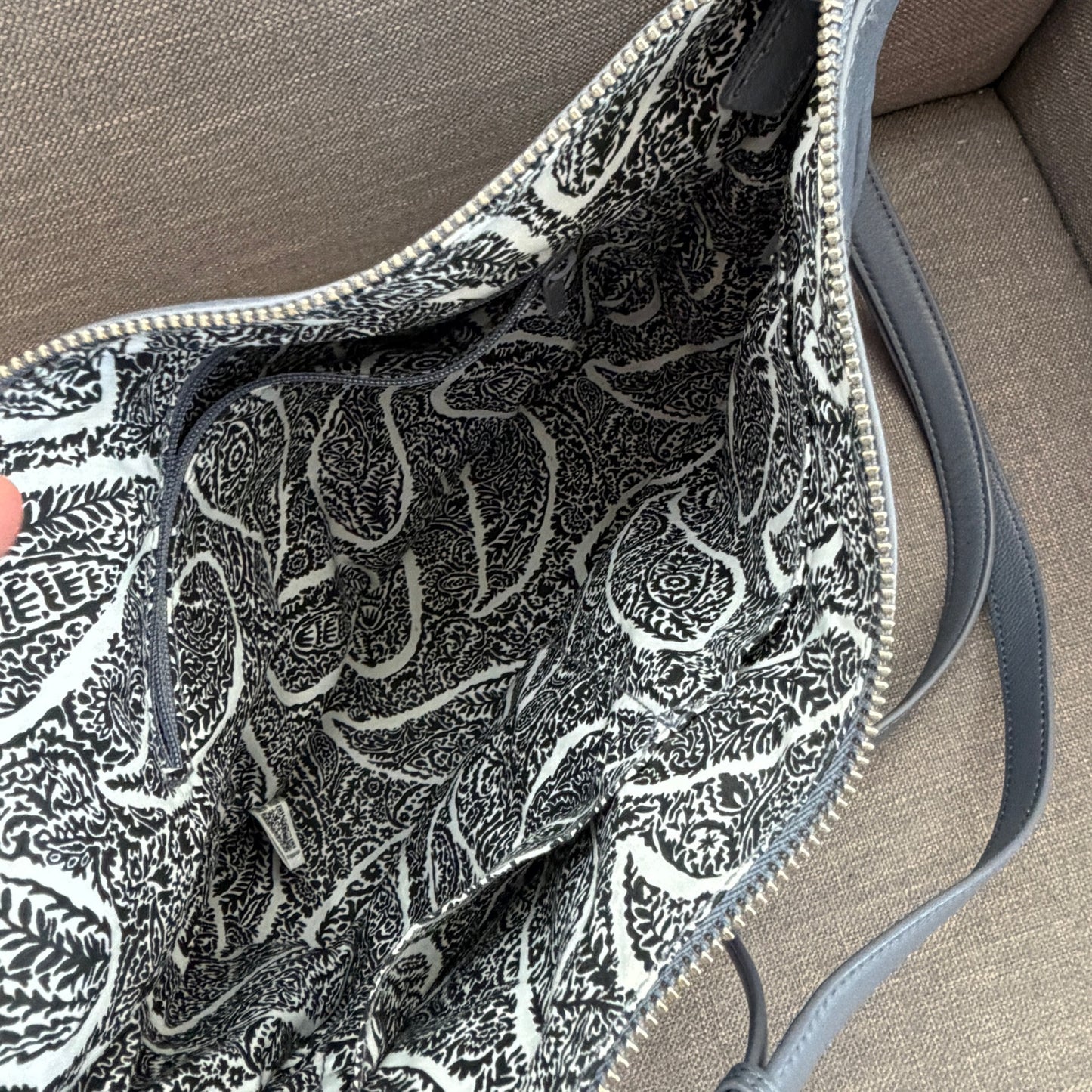 Vera Bradley Gallatin Collection Gray Leather Shoulder Bag Crossbody Handbag