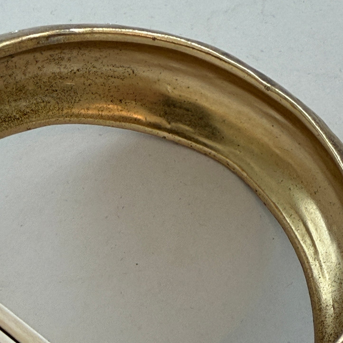 Gold Tone and CZ Inset Hammered Brass Bangle Bracelet
