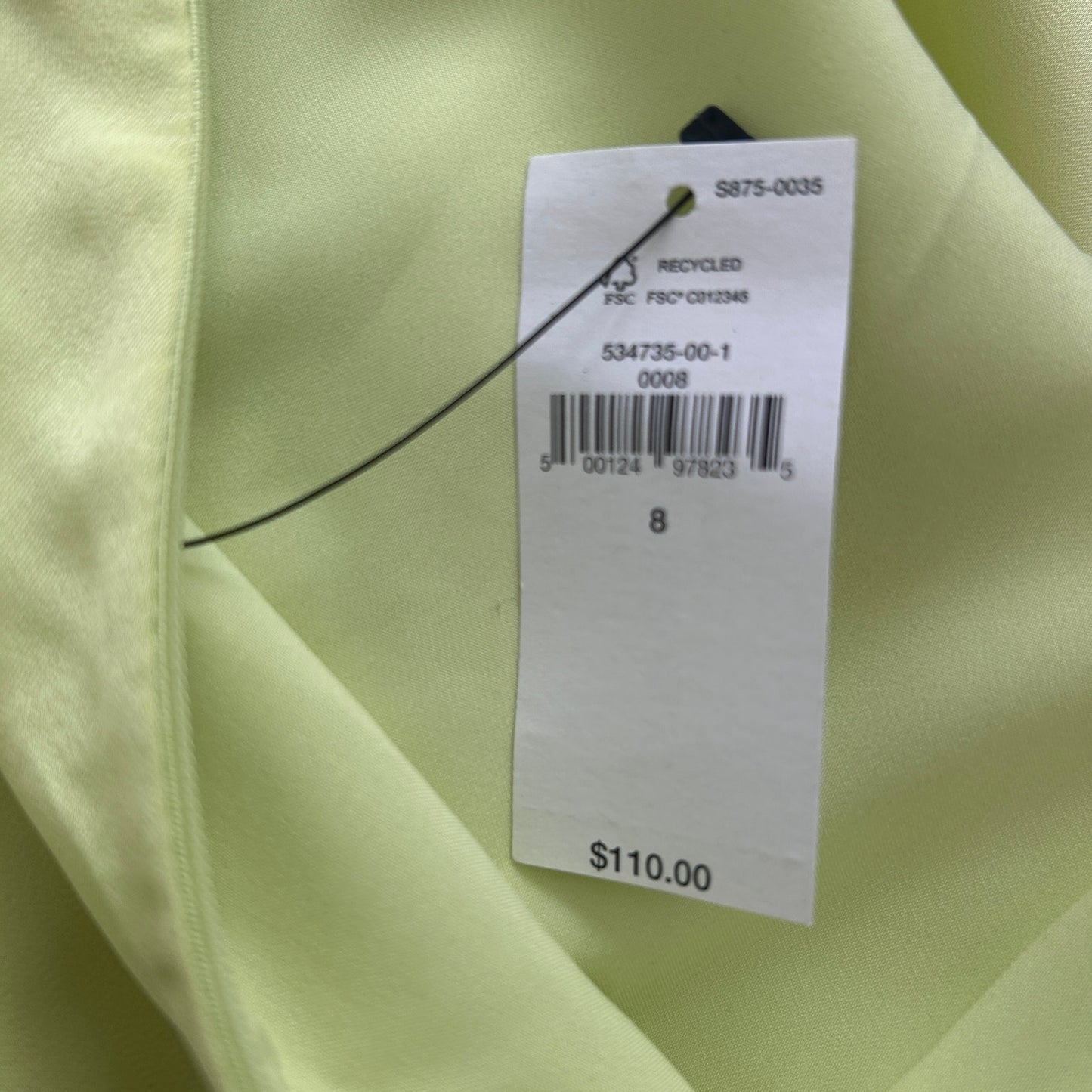 Banana Republic NWT Green Citrine Silky Crepe Sleeveless Midi Dress Size 8 NEW