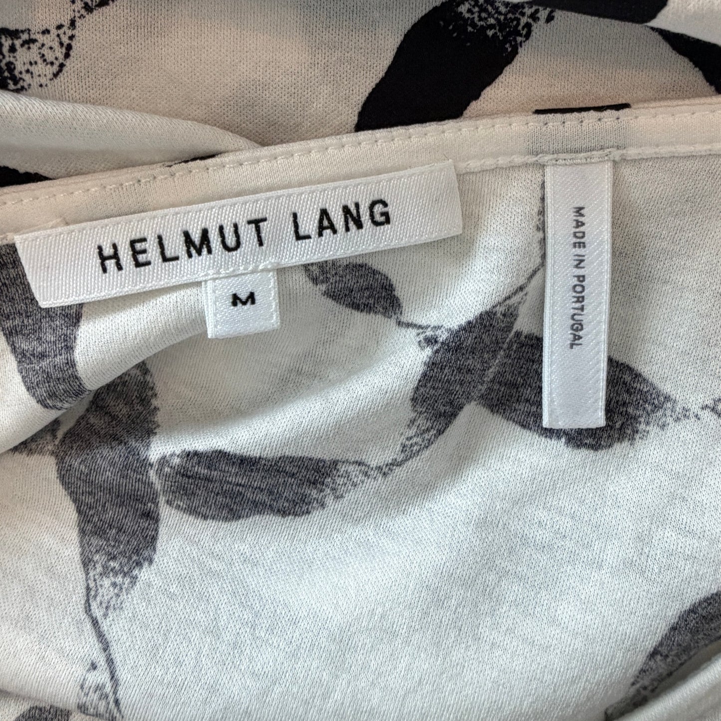 Helmut Lang White and Black Short Sleeve Top Black Side Ties Womens Size Medium