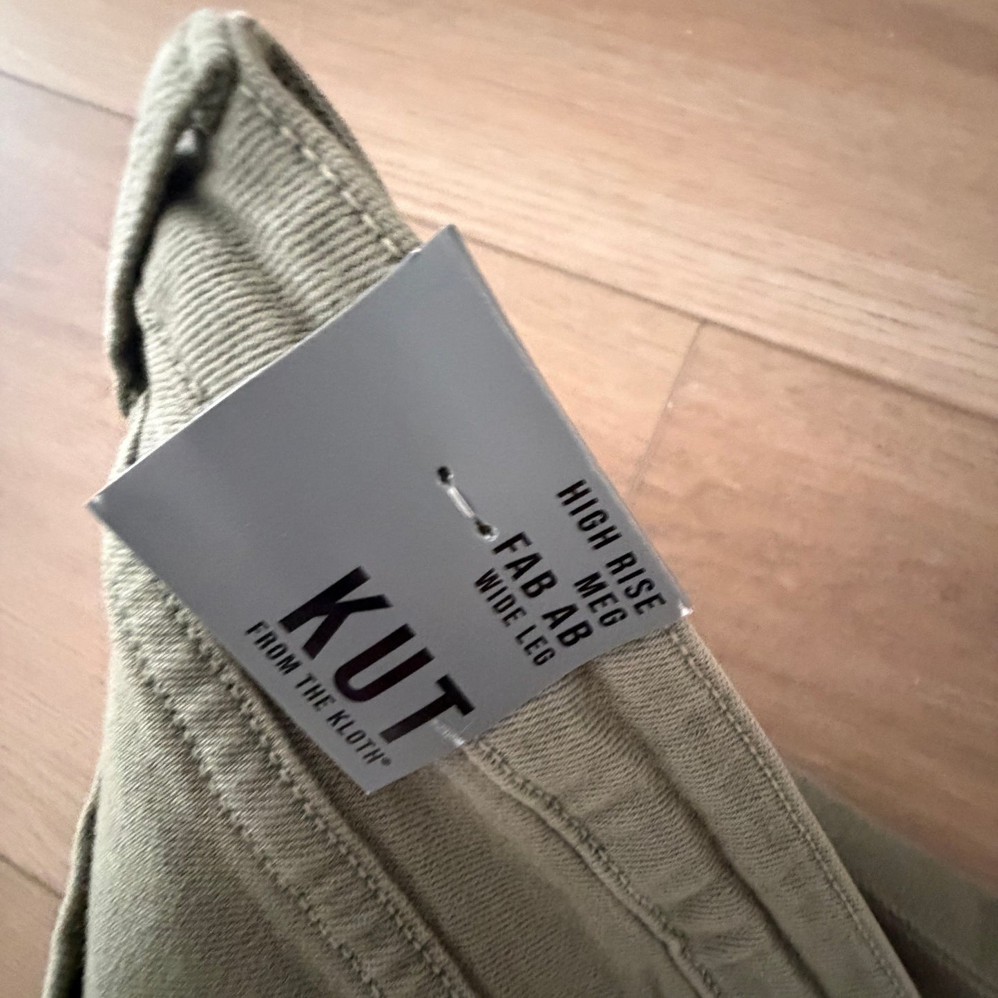 KUT FROM THE KLOTH High Rise Meg Fab Ab Wide Leg Jeans Olive Womens Size 14 NWT