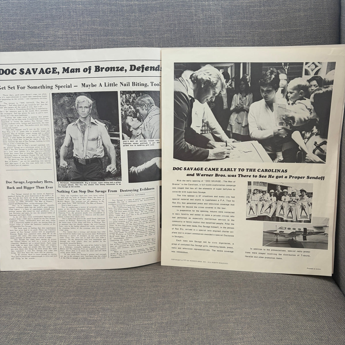 Vintage 1975 Film Promotional Newspaper Doc Savage: The Man of Bronze