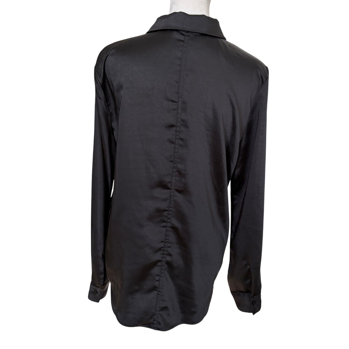 Melissa Nepton Joanna Black Long Sleeve Button Down Top Shirt Womens Size XS