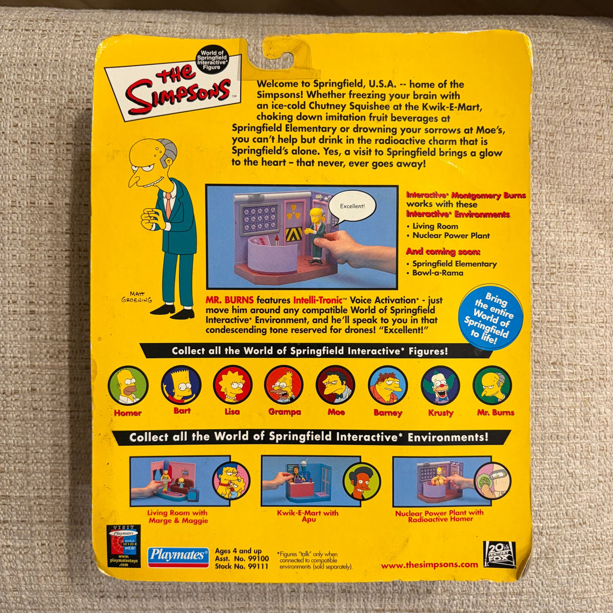 Simpsons MONTGOMERY BURNS Series 1 Playmates Figure SEALED NEW 2000