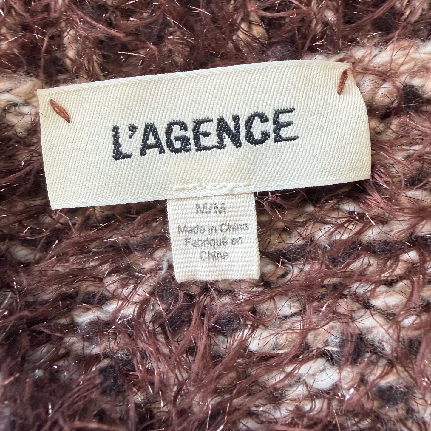 L'Agence Una Knit Cardigan Chocolate Brown with Gold Buttons Womens Size Medium