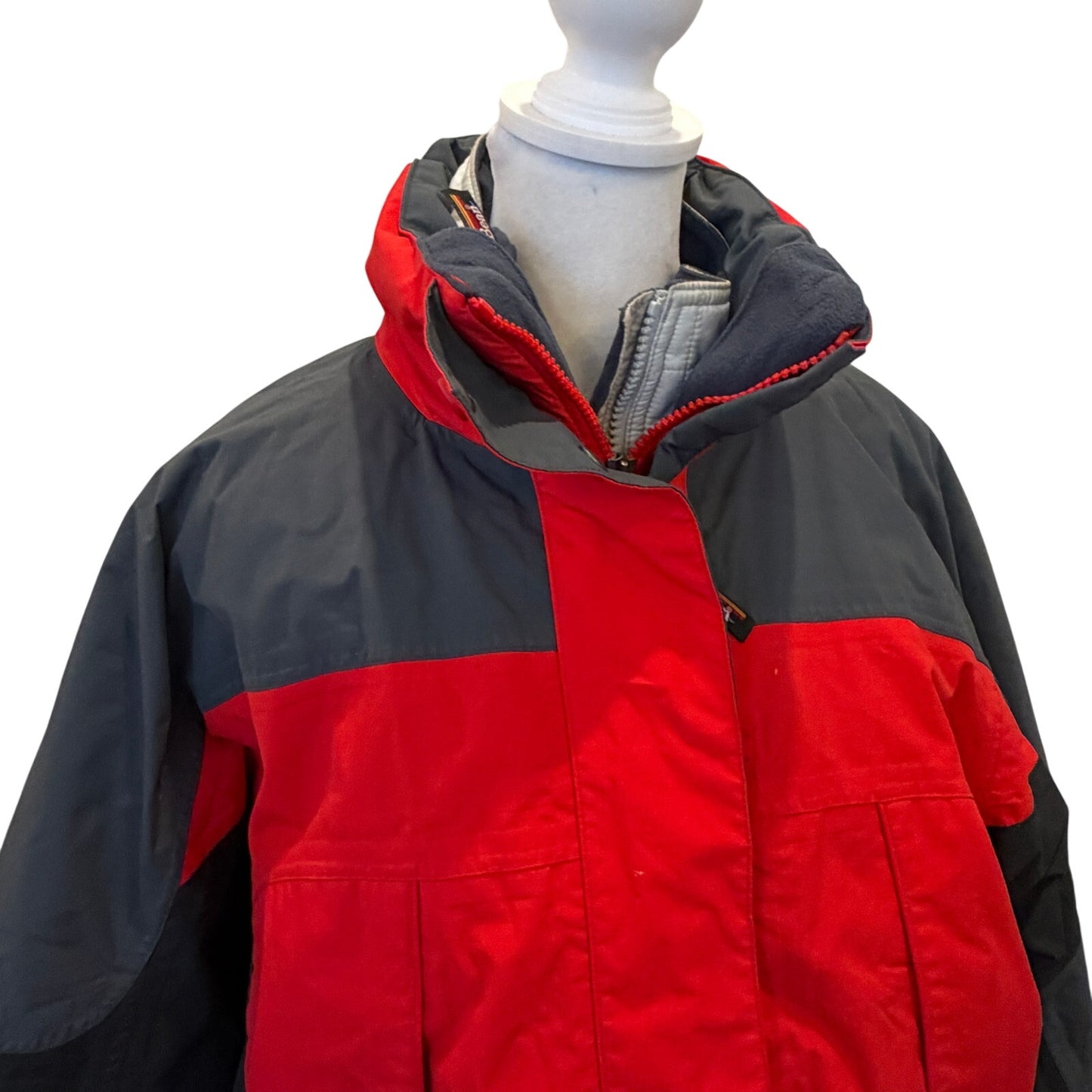 LL Bean Red Gray Winter Jacket Thinsulate 2 Coats in One 0 XC95 Women Size Large