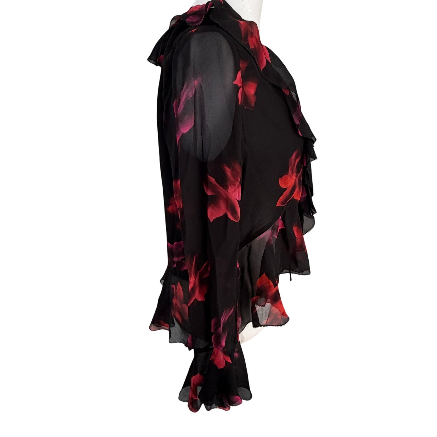 Rails Ariana Black and Red Floral Ruffled Blouse Top Womens Size Small