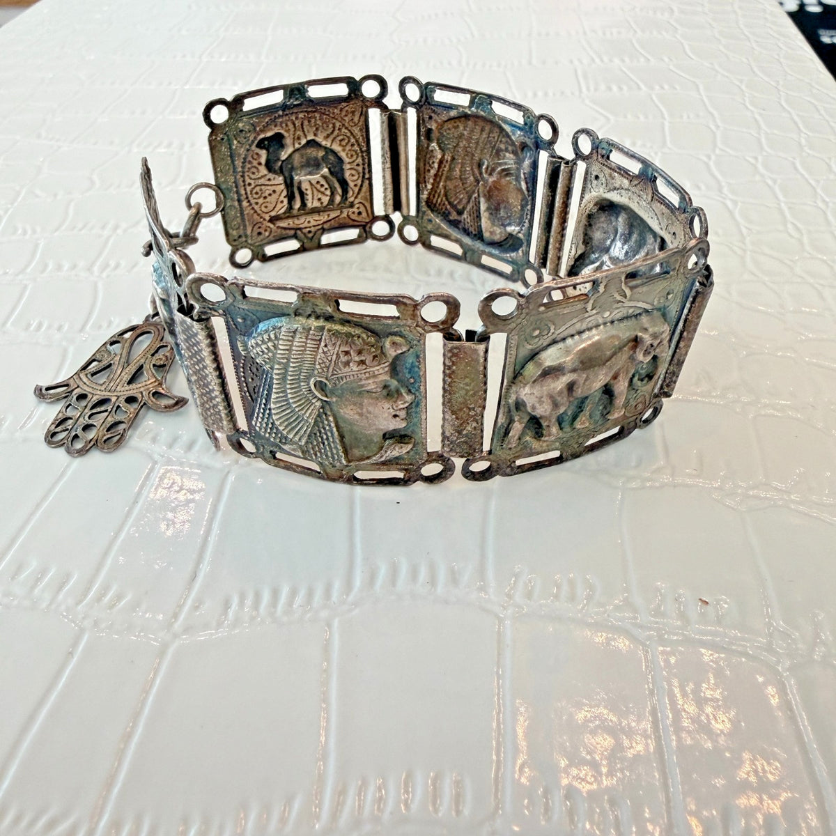 1950's Egyptian Pharaoh Hamsa Hand of God Bracelet