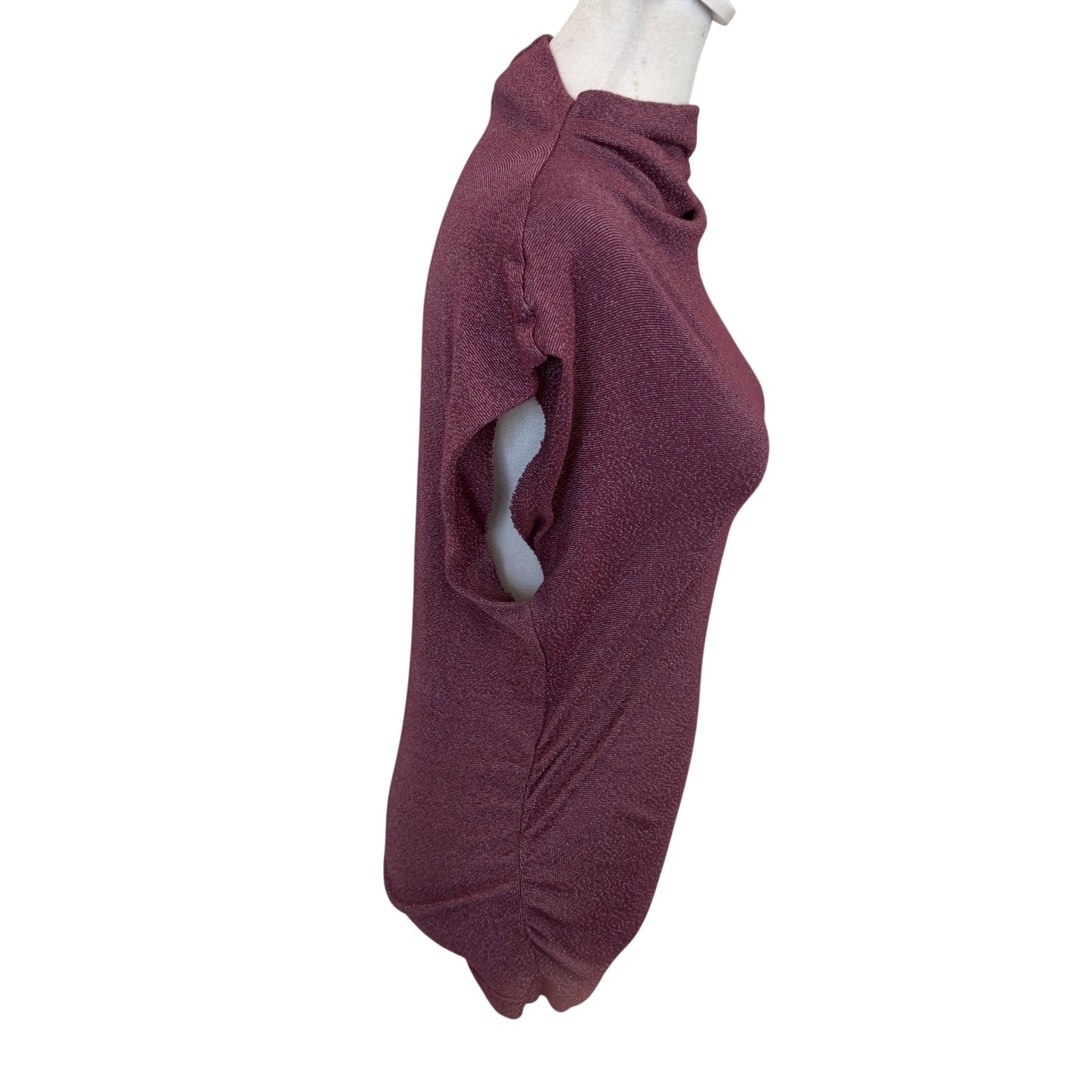 Michael Stars Burgundy Purple Sleeveless Tee Ruched Womens Size Small