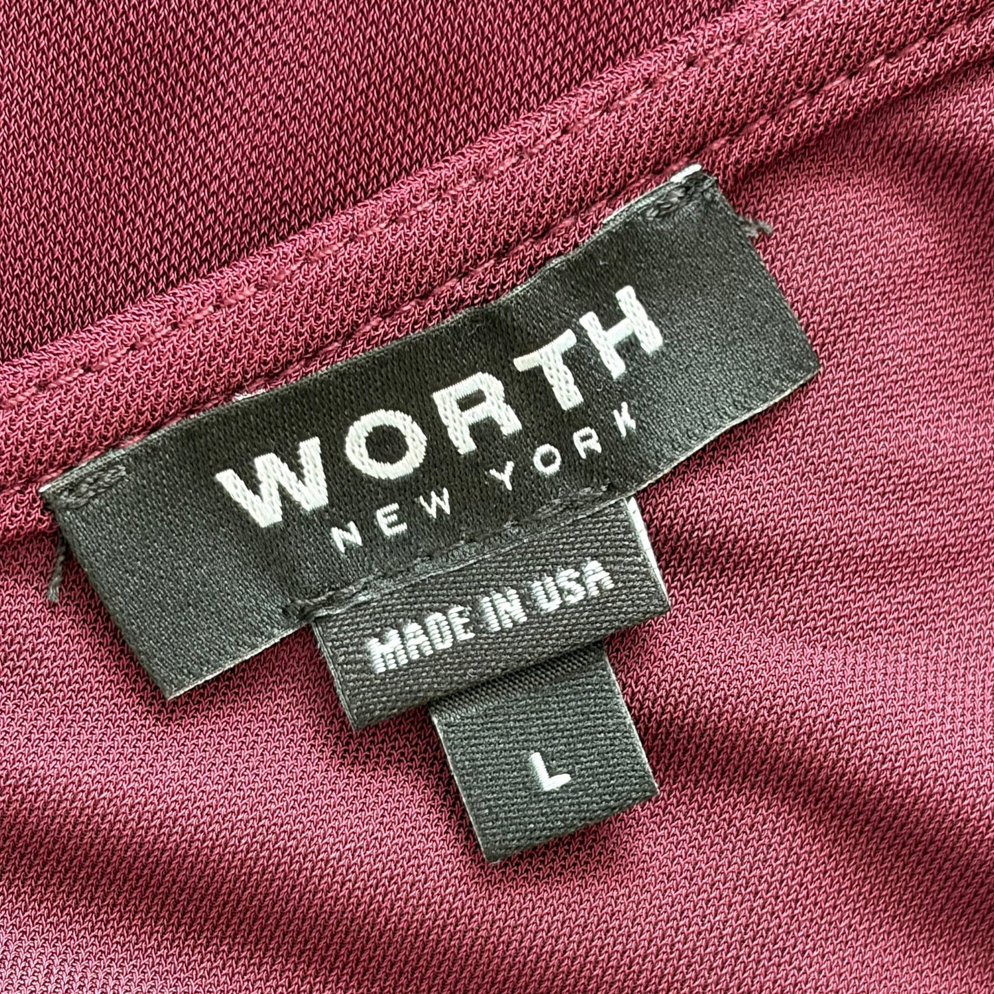 Worth New York Burgundy Side Ruche Long Sleeve Stretch Dress Womens Size Large
