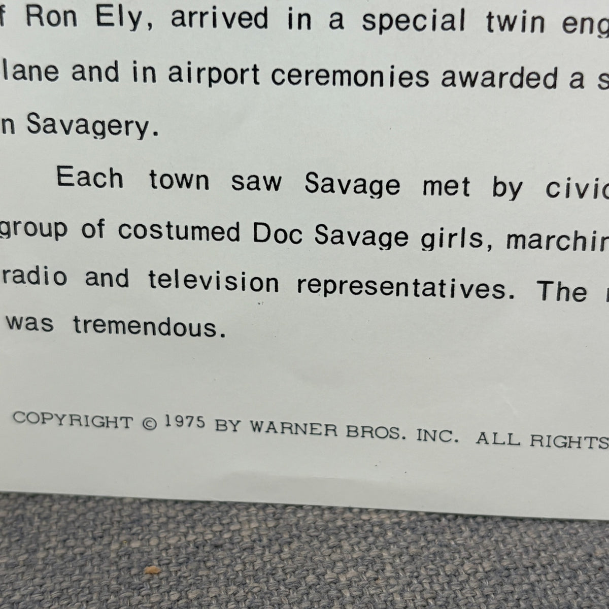 Vintage 1975 Film Promotional Newspaper Doc Savage: The Man of Bronze