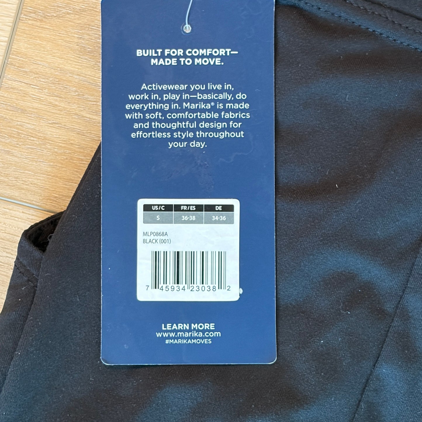 Marika NWT Black Drawstring Waist Straight Leg Leggings Womens Size Small NEW