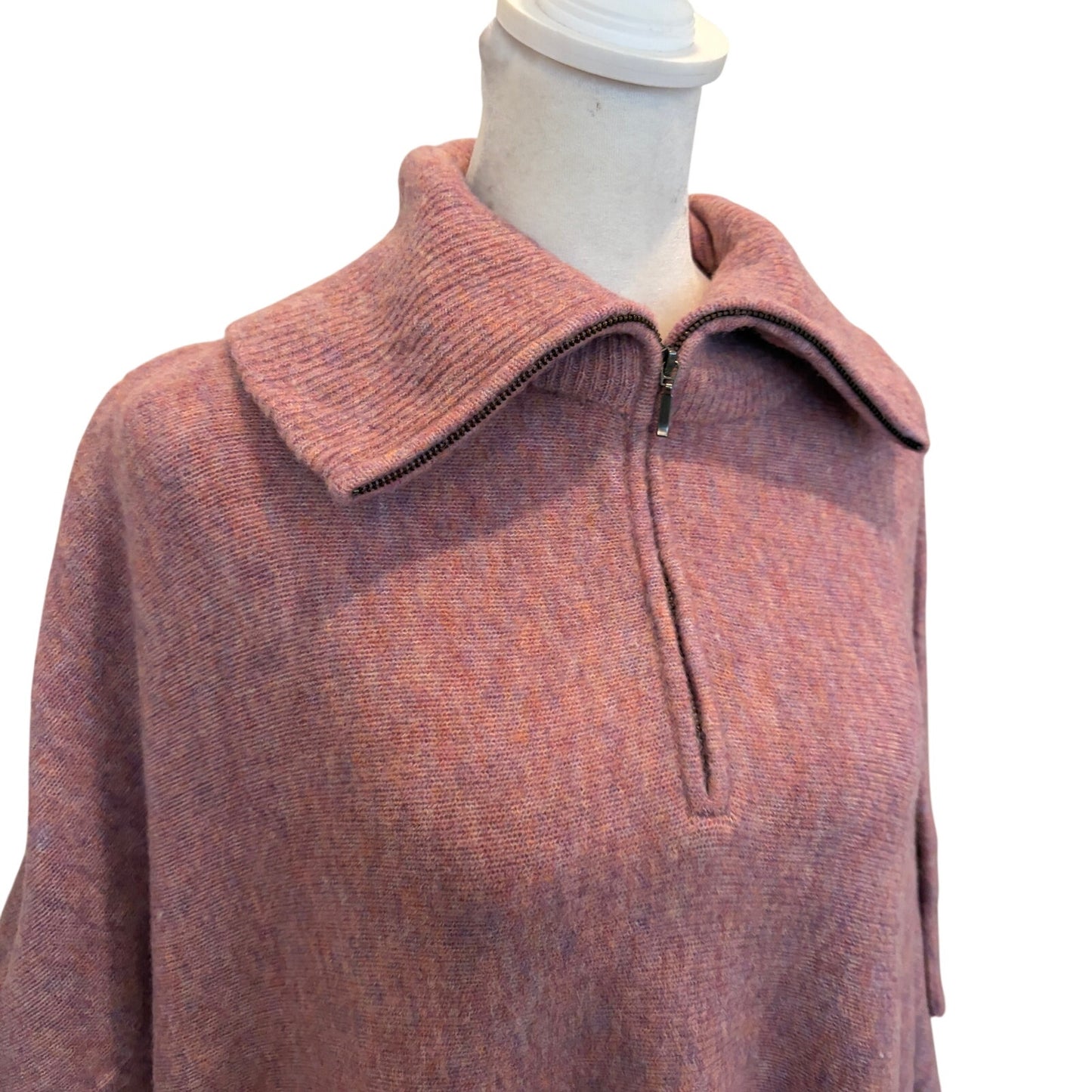 Anthropologie NWT Dusty Pink Wool Blend Boxy Sleeveless Shawl Sweater Size XS/S