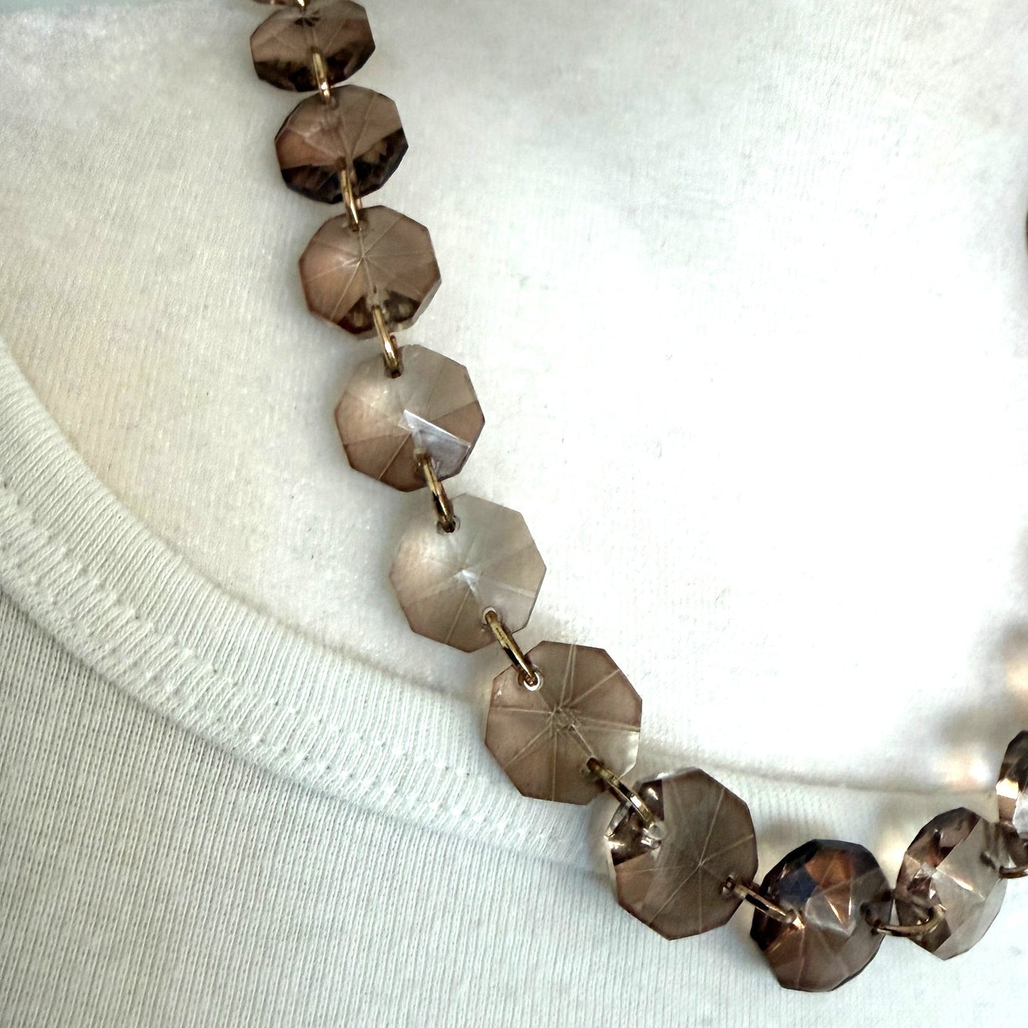 Anthropologie Quartz Gold Link Statement Necklace