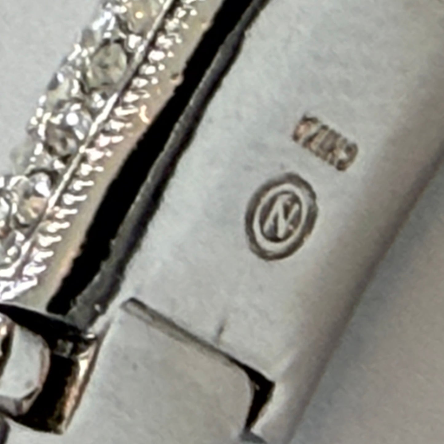 Nadri Half Pave CZ Hinged Oval Bangle Bracelet