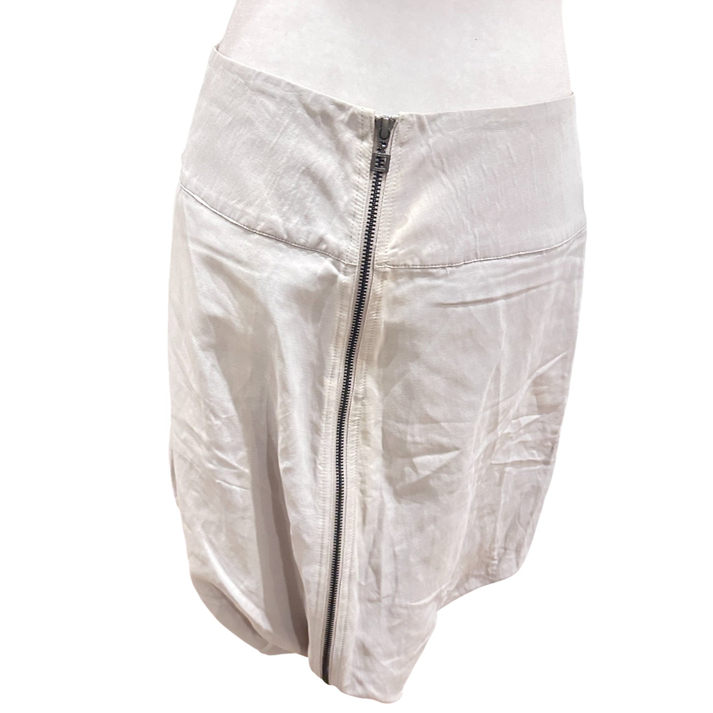 Sarah Pacini Gray Linen Blend Ballon Asymetrical Knee Length Skirt Womens Size 2