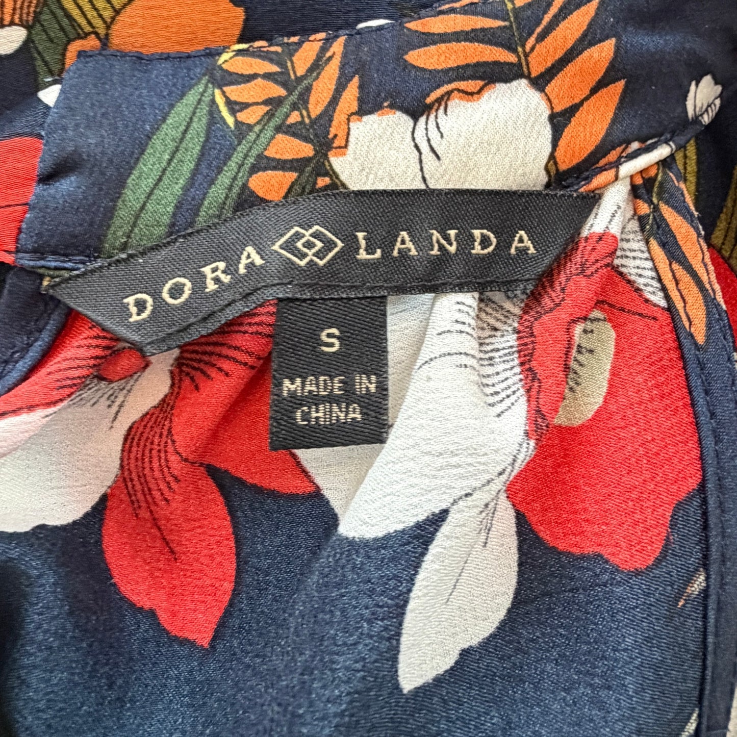 Dora Landa Blue and Red Floral Halter High Low Top Womens Size Small