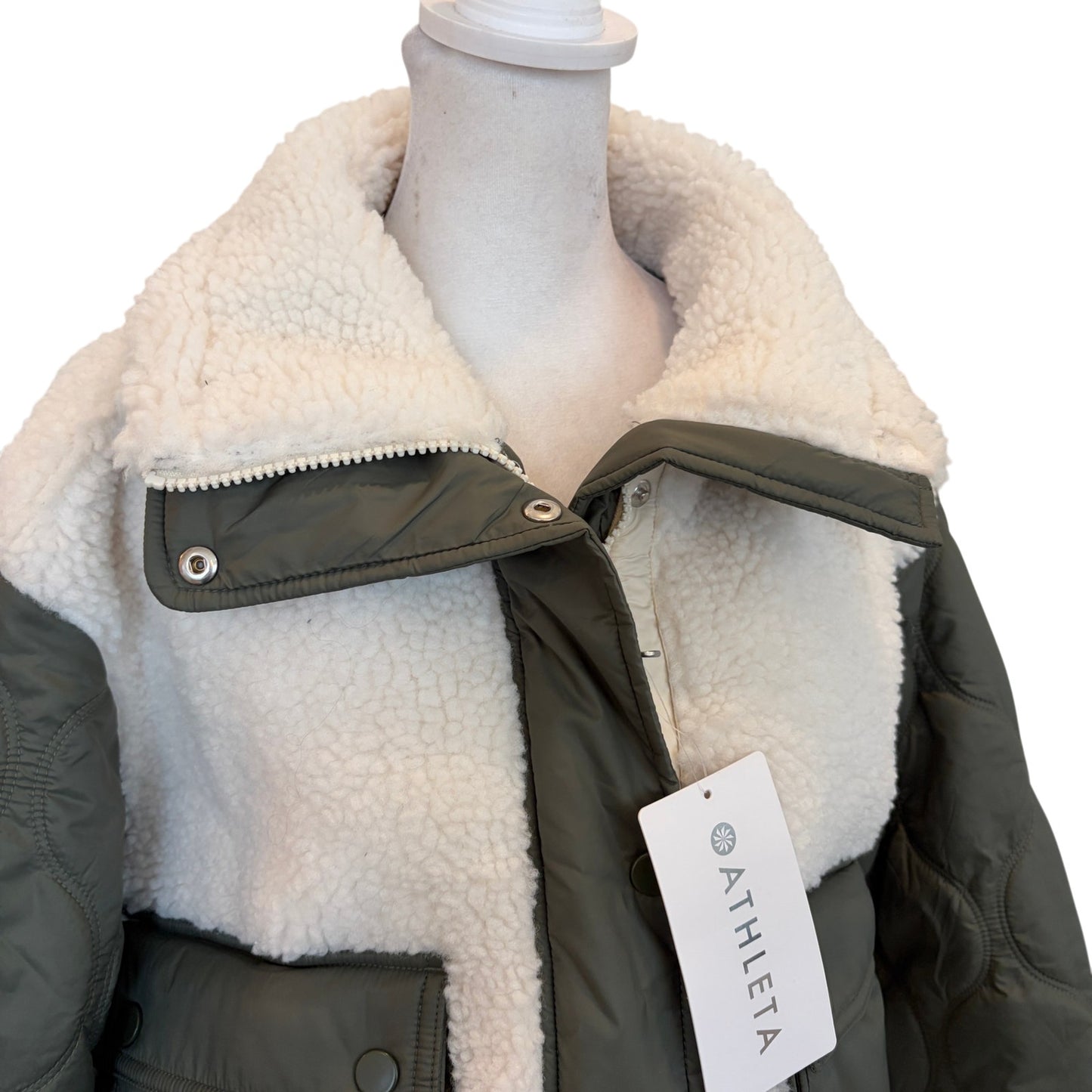 Athleta NWT Olive Green Fleece Hybrid Jacket Womens Size Small NEW