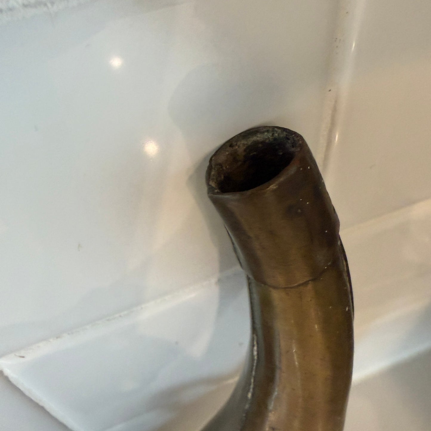 Antique Decorated Brass Gun Powder Horn North African Circa 18th-19th Century