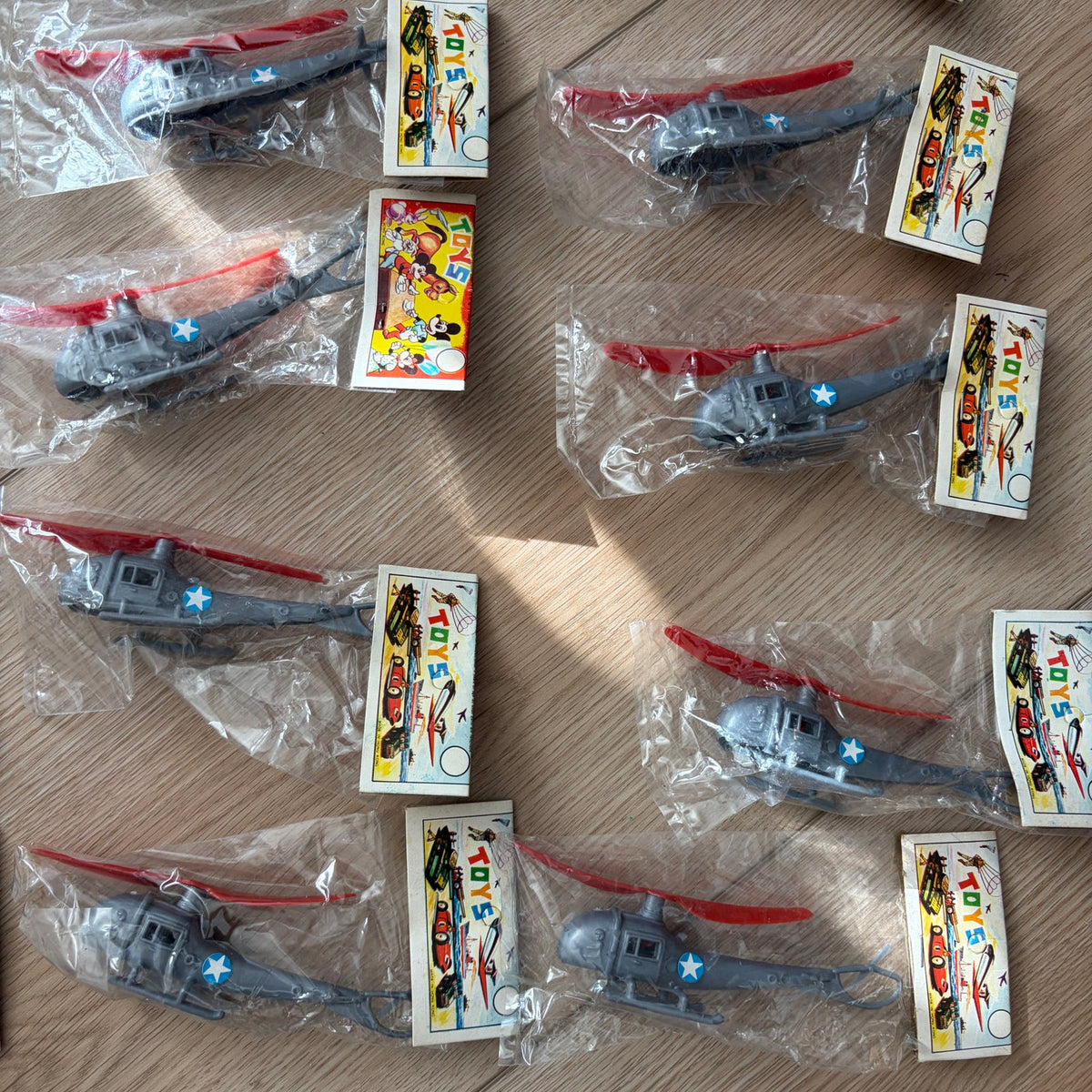 Vintage 1960s Dime-Store Gray Plastic Helicopter Toy Hong Kong NEW LOT of 15
