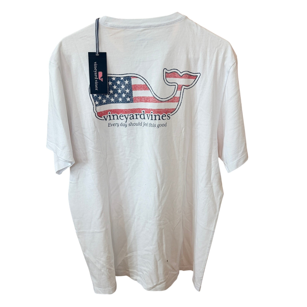Vineyard Vines Short Sleeve Graphic Pocket Tee American Flag Whale Men Size Large