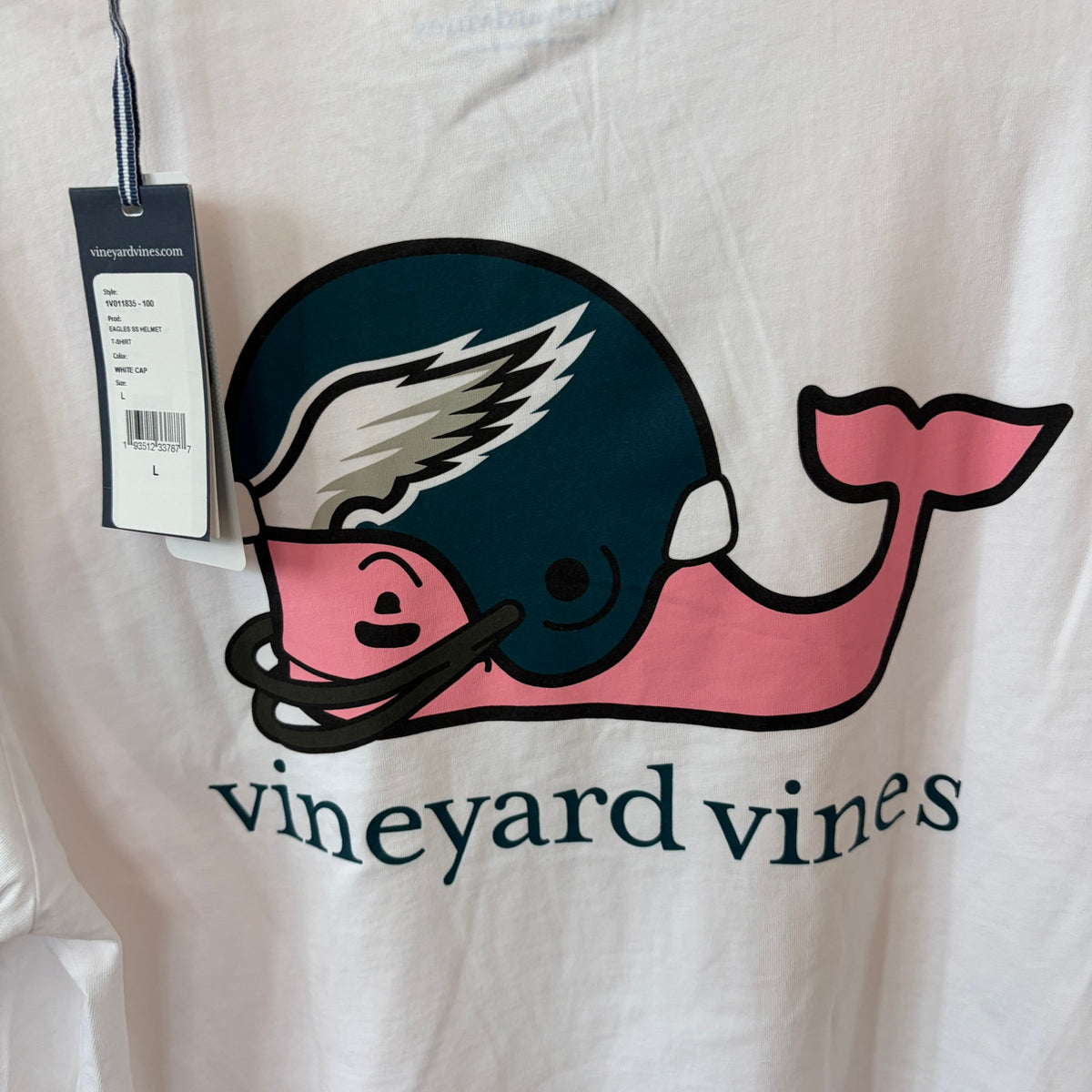Vineyard Vines White Short Sleeve Graphic Pocket Tee NFL Eagles Men Size Large