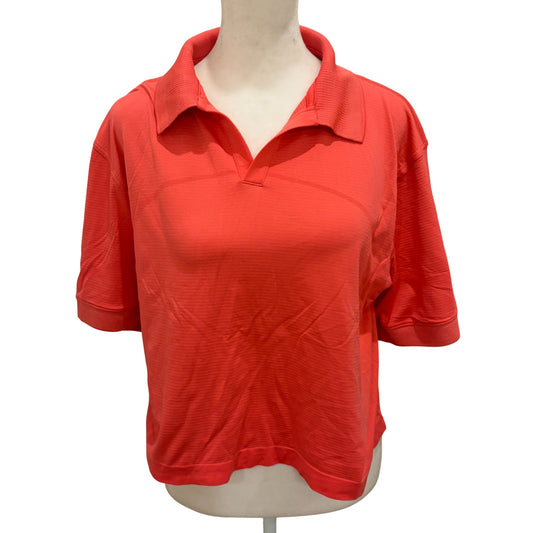 Lululemon Pink Cropped Polo Shirt Womens Size 10