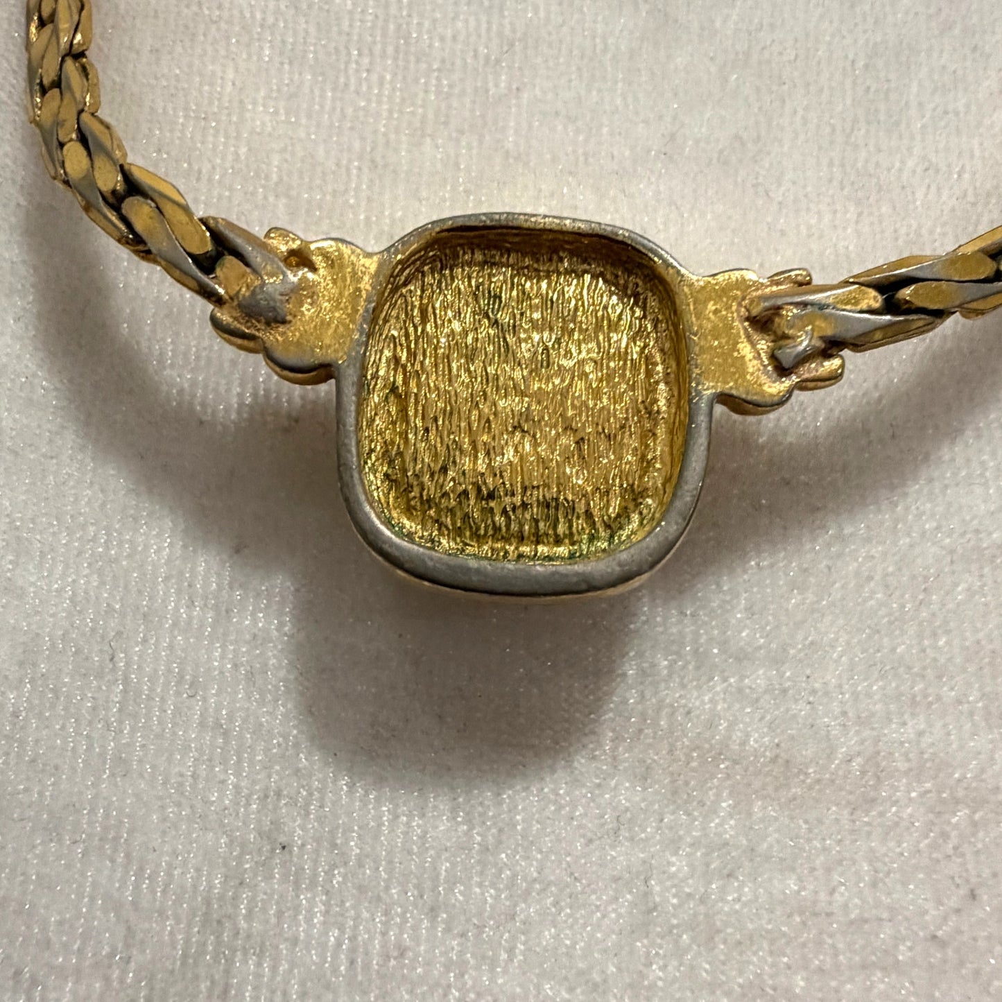 Vintage Christian Dior Lapis Navy Stone Gold Tone Thick Choker Necklace