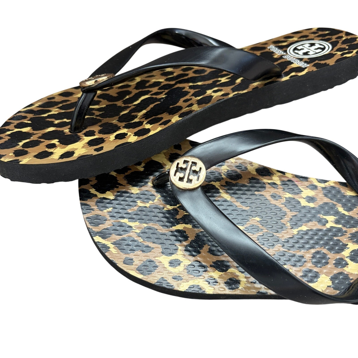 Tory Burch Black Leopard Print Flip-Flop Thong Sandals Womens Size 7