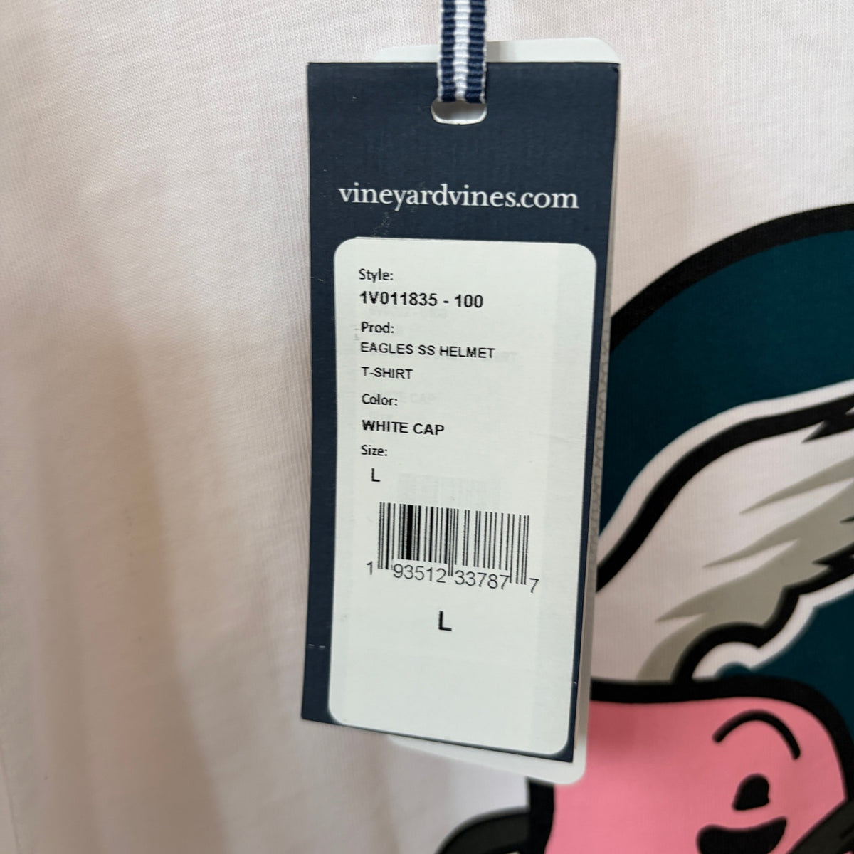 Vineyard Vines White Short Sleeve Graphic Pocket Tee NFL Eagles Men Size Large
