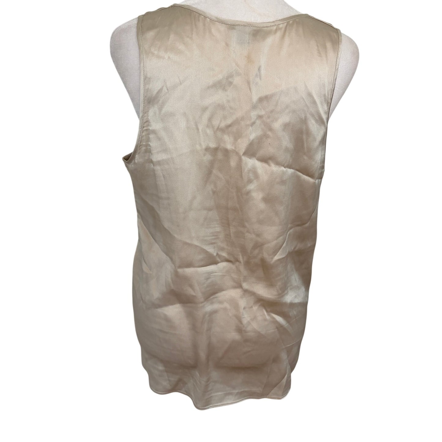 Theory Champagne Classic Ruffled Silk Tank Top Womens Size Medium