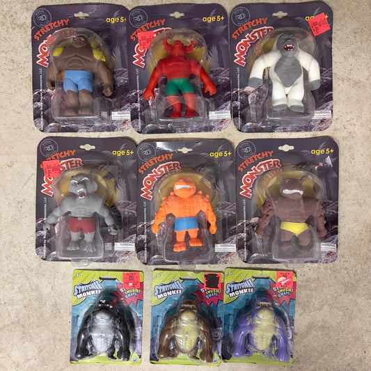 LOT 9 Royal Deluxe Stretchy Monsters and Stretchee Monkee Figures NEW