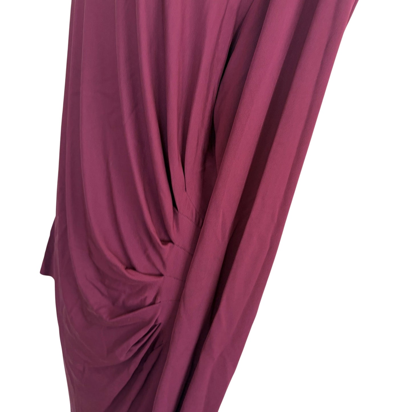 Worth New York Burgundy Side Ruche Long Sleeve Stretch Dress Womens Size Large