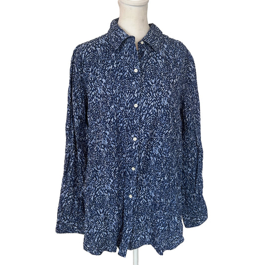 J. McLaughlin Blue and White Button Down Top Womens Size XL