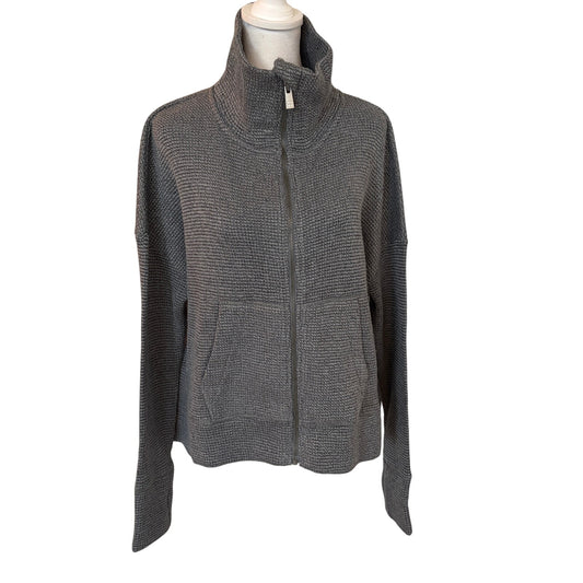 Sweaty Betty Restful Boucle Zip Through Charcoal Sweatshirt Womens Size Small