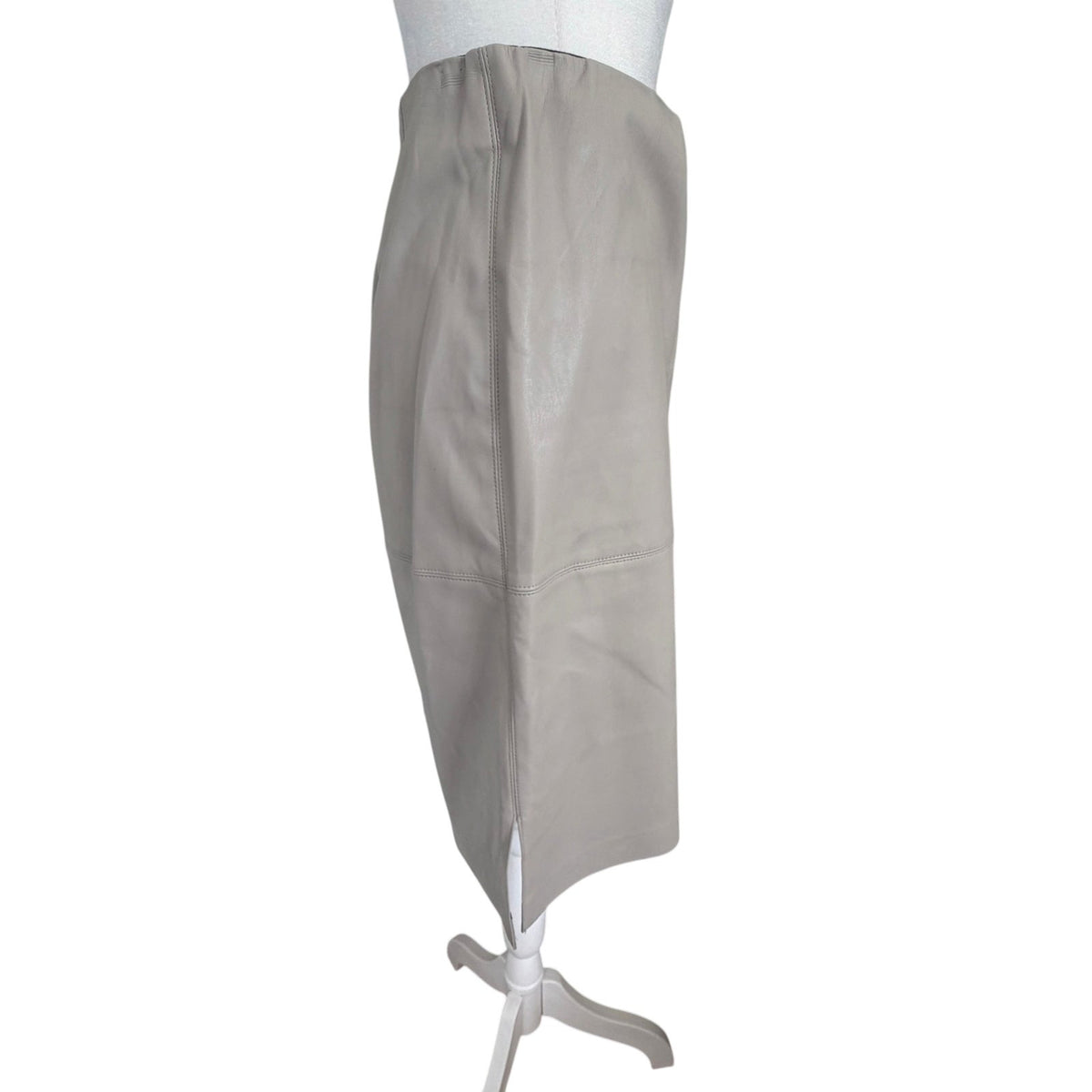 Brochu Walker Beige Taupe Faux Leather Vegan Pencil Skirt Womens Size Small