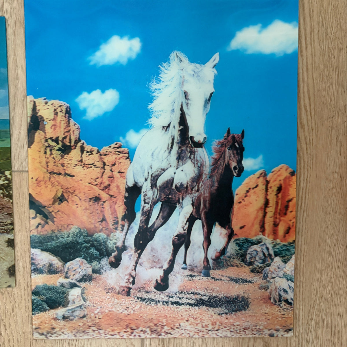 LOT 3 Vintage Lenticular Horse Pictures 13.25" x 10.5"