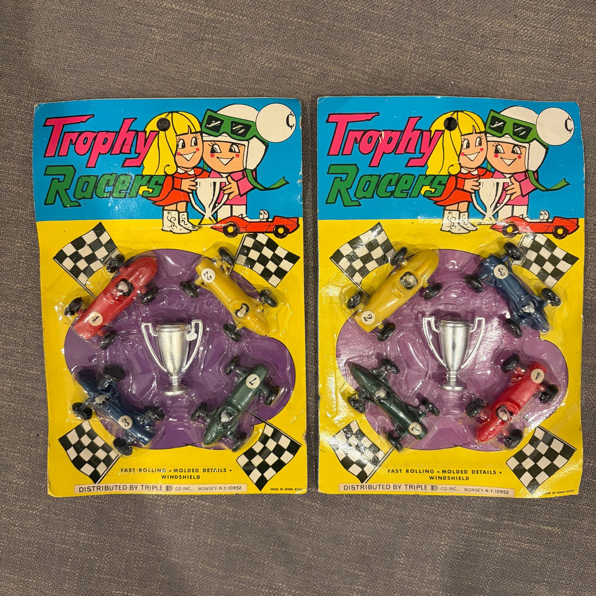Vintage 1960s Trophy Racers Plastic Toy Car Set LOT OF 2 Sealed