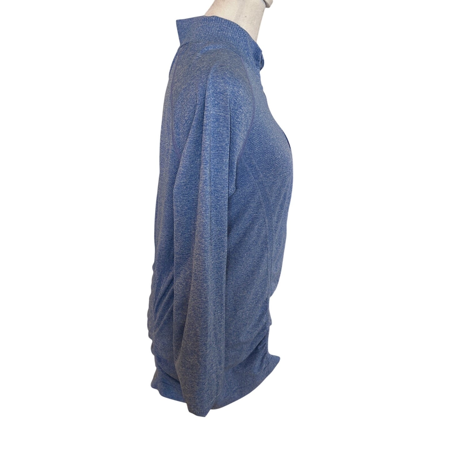 Athleta Momentum Blue 1/4 Zip Long Sleeve Ruched Pullover Shirt Size Large